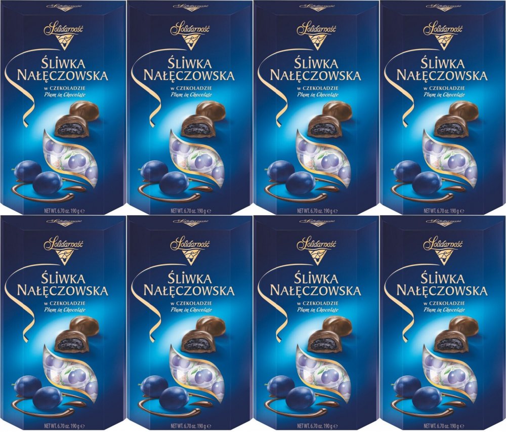 8x Cukierki Śliwka Nałęczowska Solidarność, w czekoladzie, 190g