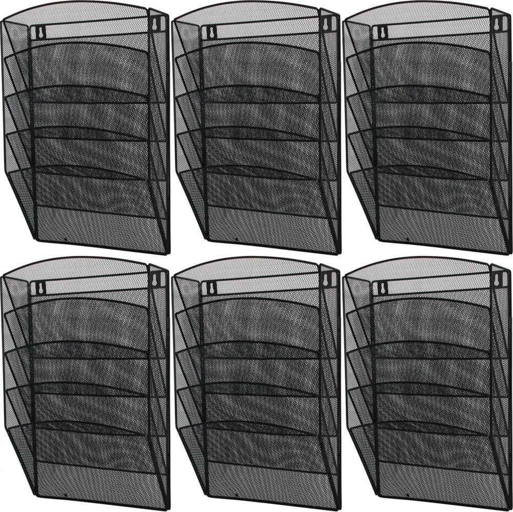 6x Pojemnik na dokumenty Net M3175, 5 kieszeni, A4, czarny