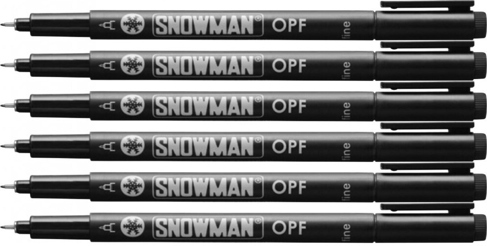 6x Foliopis permanentny Snowman OPF, cienki, 0.5mm, czarny
