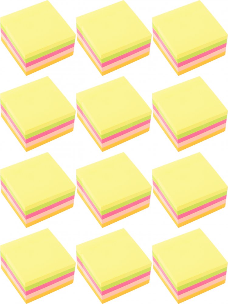 12x Karteczki samoprzylepne D.Rect, 76x76mm, 400 karteczek, mix kolorów neonowych