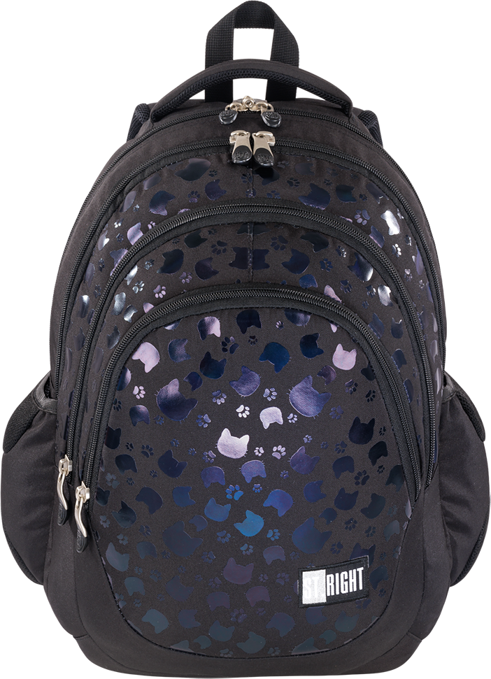 Plecak szkolny St.Right BP6 Black Cats, czterokomorowy, 23l, 42x31x22cm, czarny