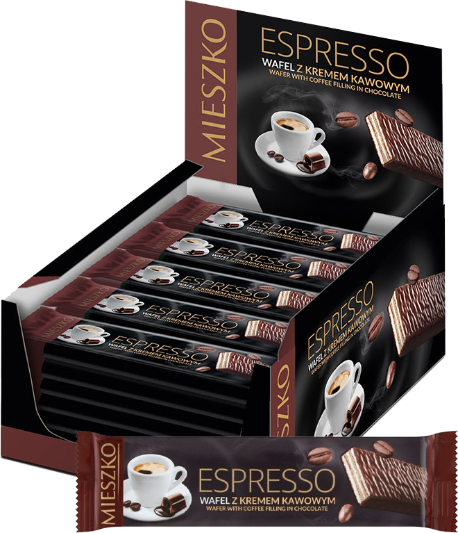 35x Wafel Mieszko Espresso, z kremem kawowym, 34g