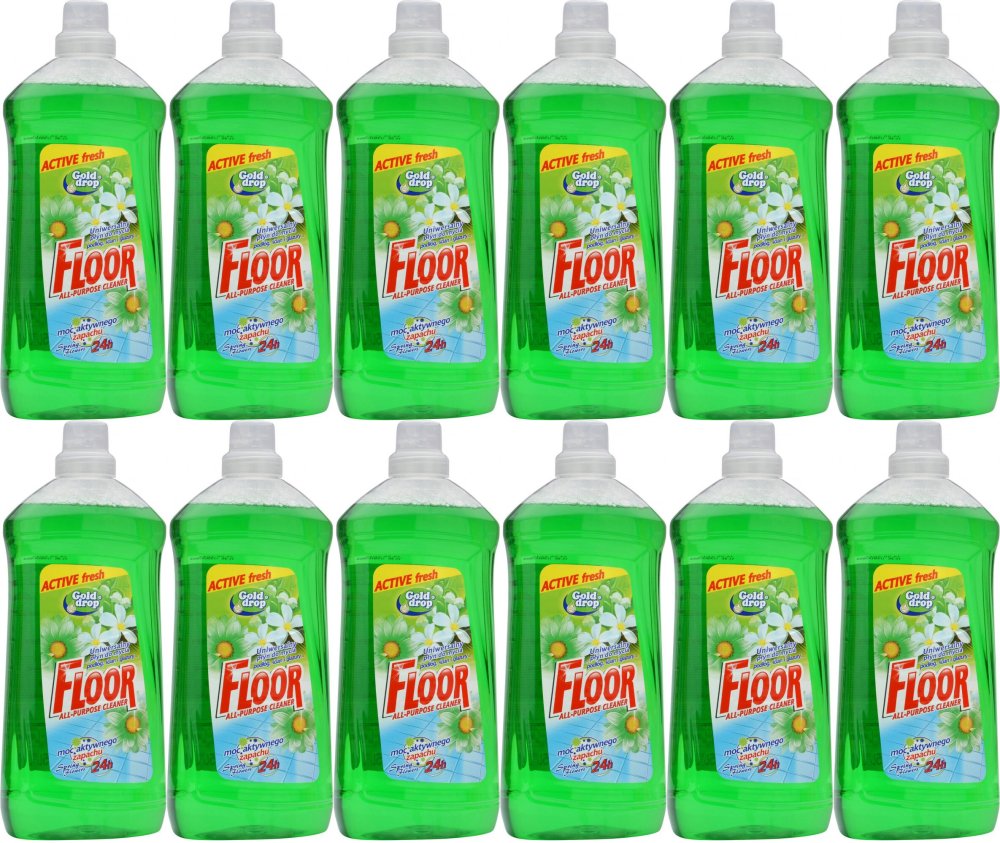 12x Płyn uniwersalny Floor Gold Drop, kwiaty wiosenne, 1.5l