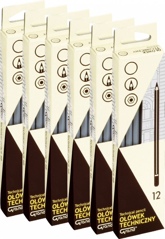 72x Ołówek techniczny Grand, HB, szary