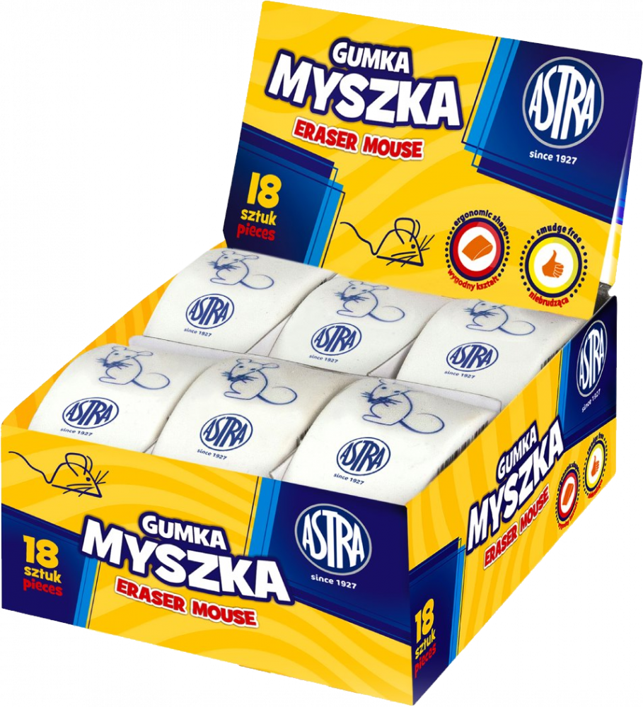 18x Gumka do ścierania Astra Myszka, biały