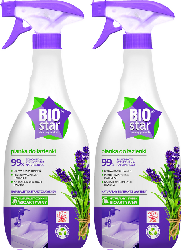 2x Pianka do czyszczenia łazienki BioStar, ekologiczna, lawendowy, 700 ml