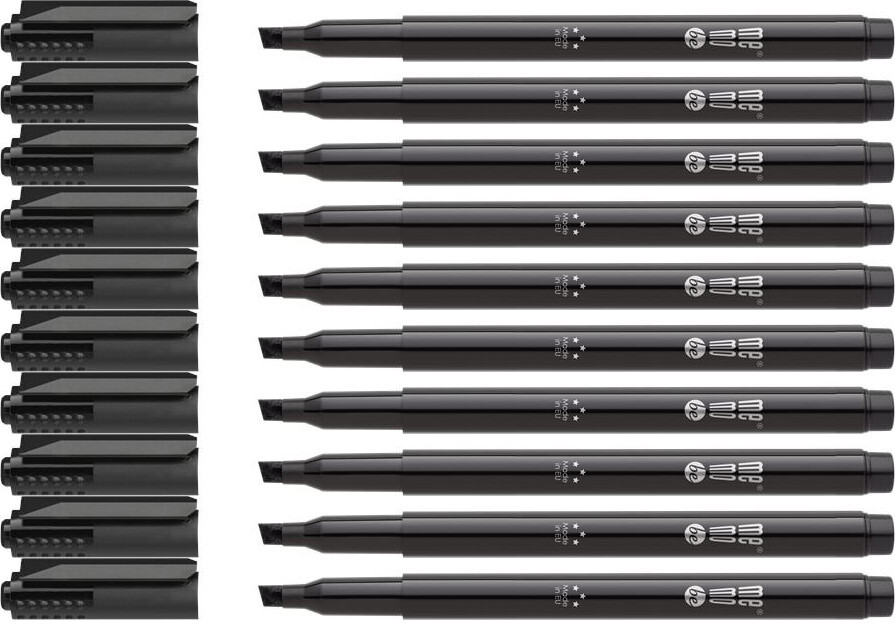 10x Marker permanentny MemoBe OHP MM253 C, ścięta, 1-3mm, czarny