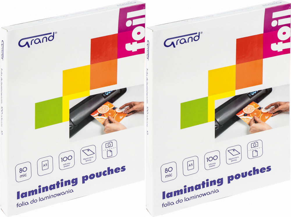 2x Folia do laminowania Grand, A5, 2x80 μm, błyszcząca, 100 sztuk
