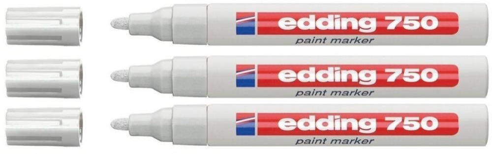 3x Marker olejowy edding 750, okrągła, 4mm biały