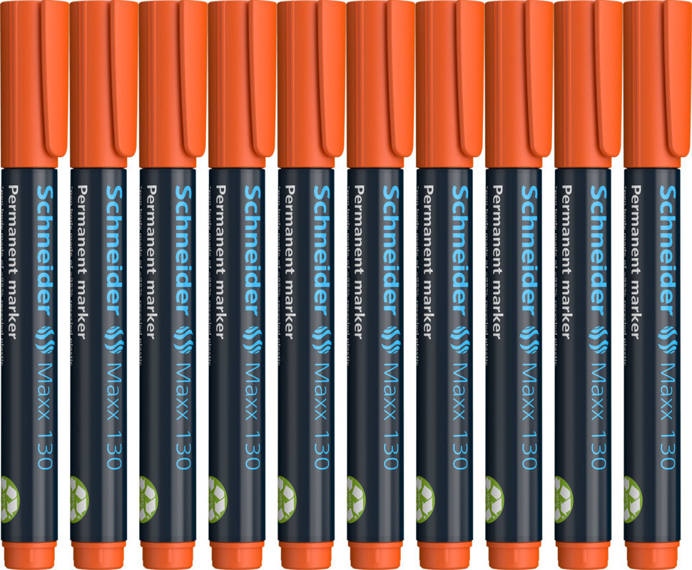 Marker permanentny Schneider Maxx 130, okrągła, 1-3mm, pomarańczowy 10szt