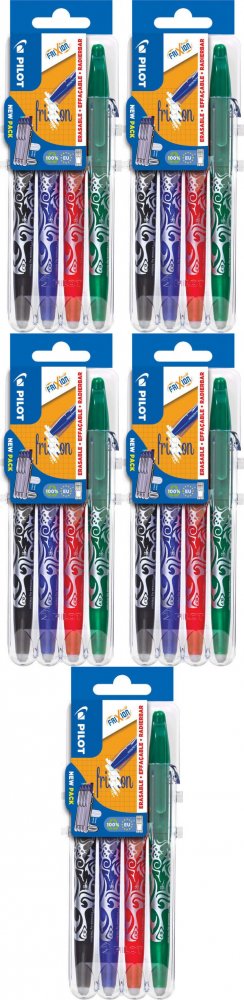 5x Pióro kulkowe wymazywalne Pilot Frixion Ball, 0.7mm, etui, 4 sztuki, mix kolorów