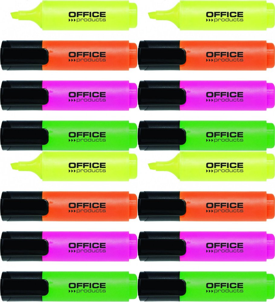 4x Zakreślacz Office Products, ścięta, 4 sztuki, mix kolorów