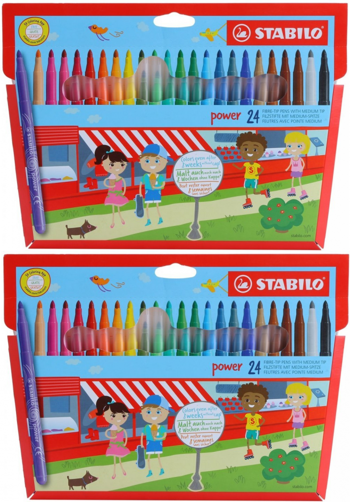 2x flamaster Stabilo Power, końcówka M, 24 sztuki, mix kolorów