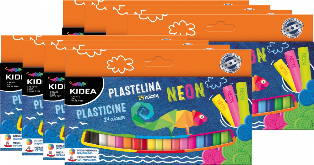 8x Plastelina Kidea, 24 sztuki, mix kolorów