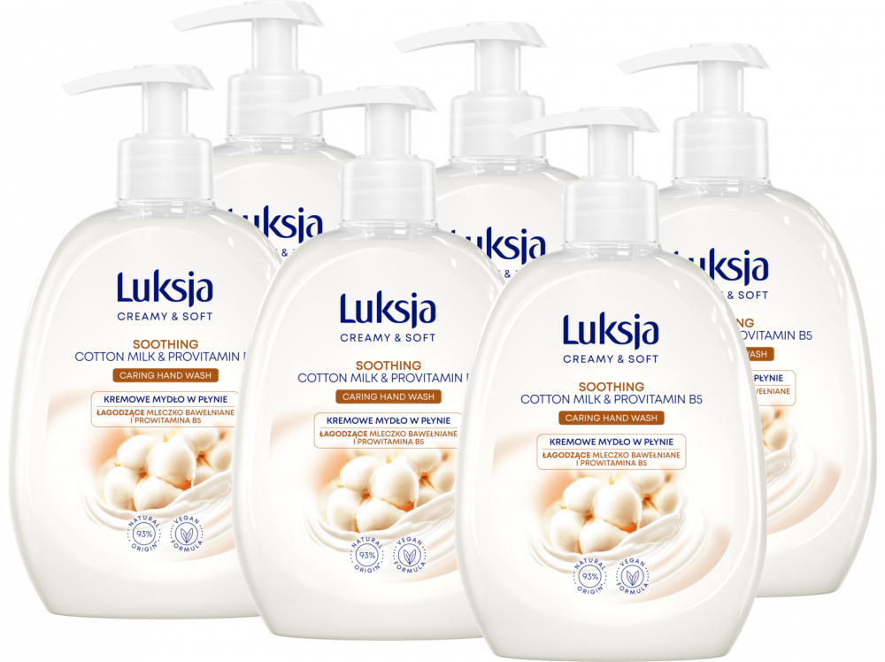 6x Mydło w płynie Luksja, kremowy, 500ml