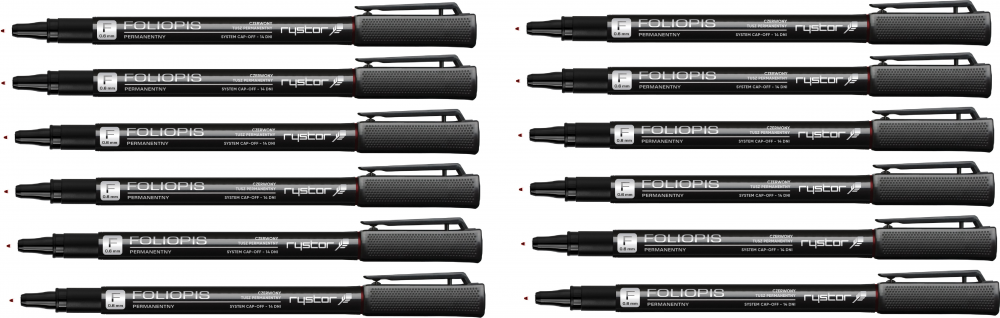 12x Foliopis Rystor, FF, okrągła, 0.6mm, czerwony