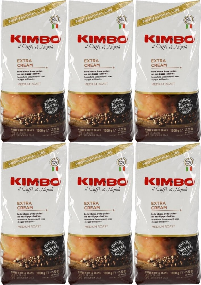 6x Kawa ziarnista Kimbo Espresso Bar Extra Cream, 1kg