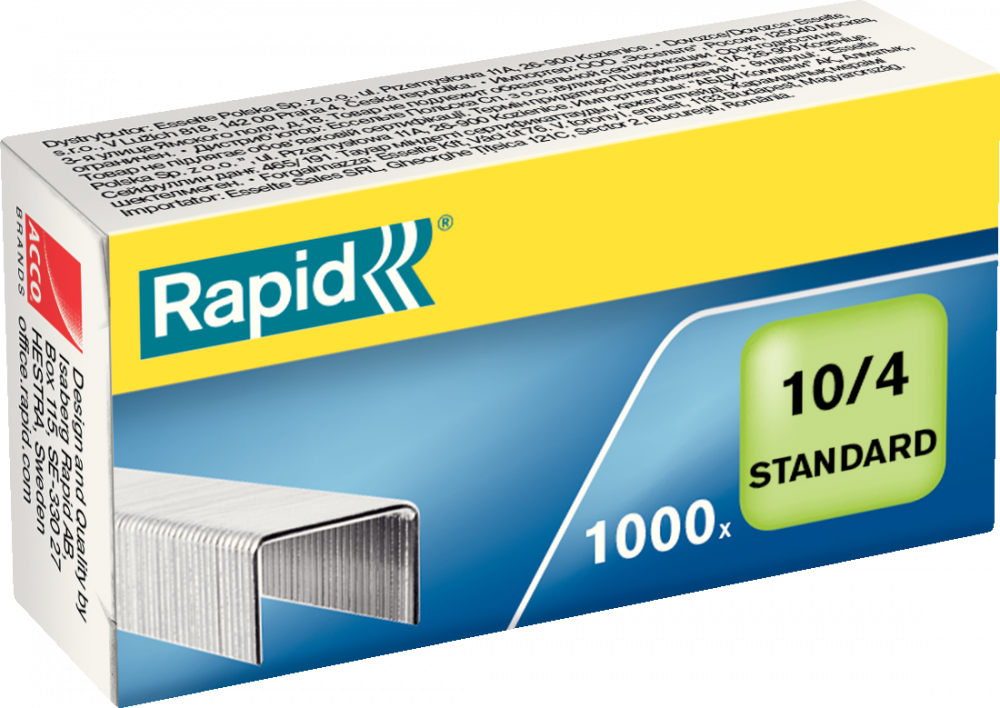 Zszywki Rapid Standard, 10/4 1M, 1000 sztuk, srebrny