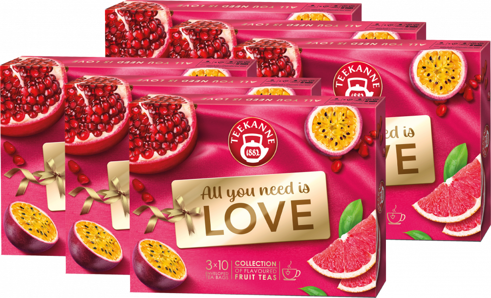 6x Zestaw herbat owocowych w kopertach Teekanne Love Collection, 3 smaki, 30 sztuk