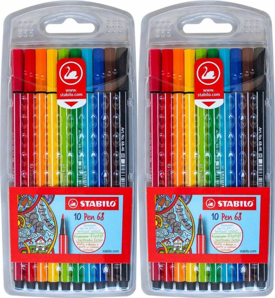 2x Pisaki Stabilo Pen 6810/PL, okrągła, 1mm, etui, 10 sztuk, mix kolorów