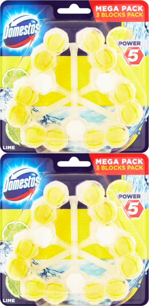2x Zawieszka do WC Domestos Power 5, lime, 3x55g