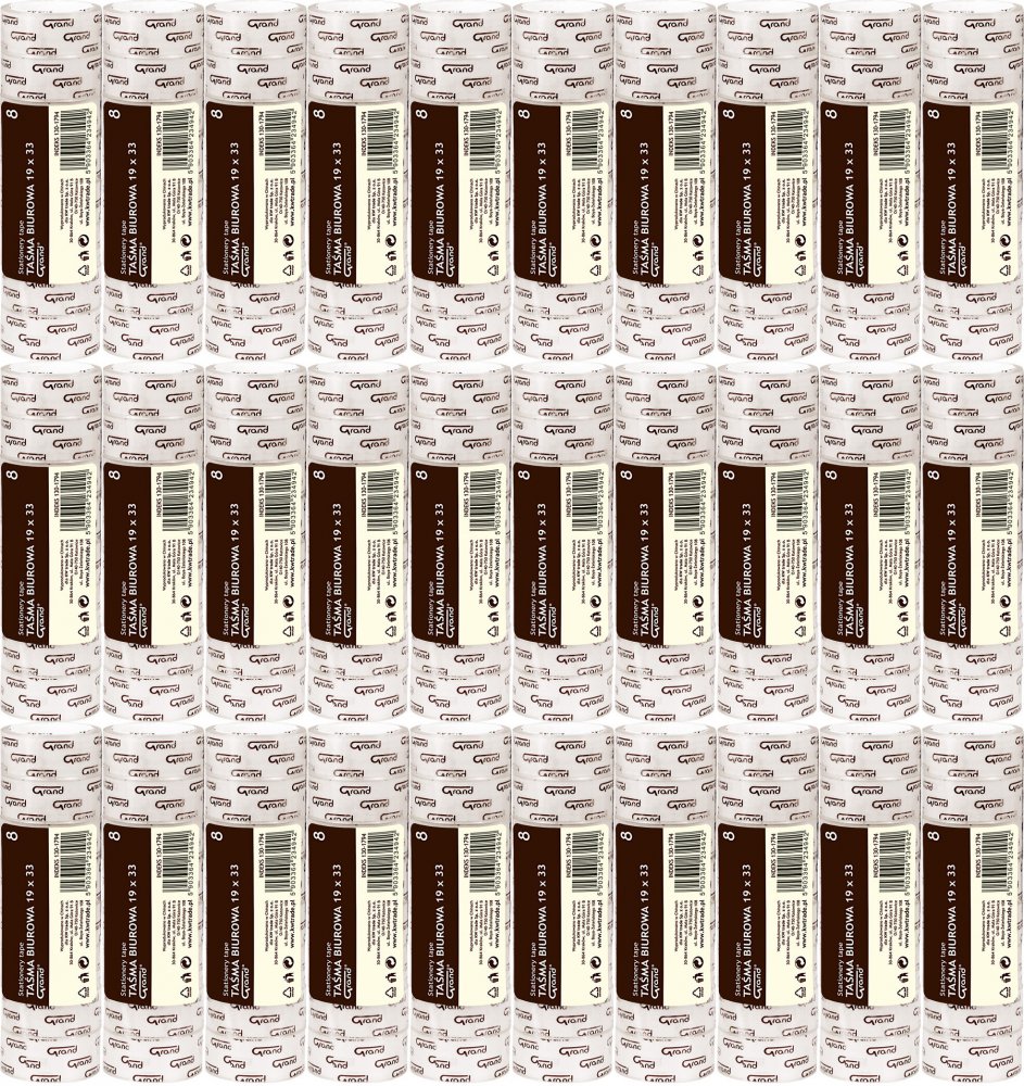 40x Taśma klejąca Grand, 19mmx33m, 8 sztuk, przezroczysty
