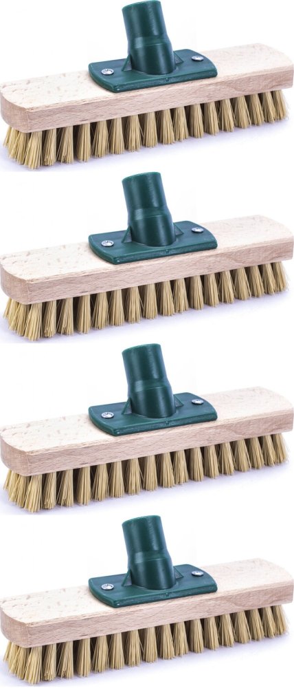 4x Szrober/ miotła drewniana do szorowania York 000300, z gwintem na kij, 24cm