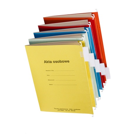 Teczka zawieszana osobowa Spiral Optimal z okienkiem, pięciodzielna, 230g/m2, żółty