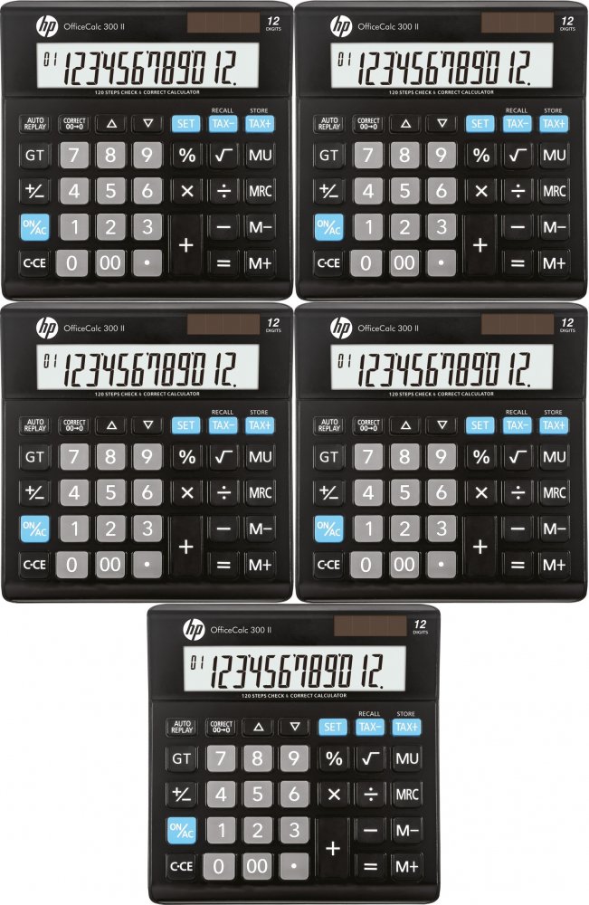 5x Kalkulator biurowy HP-OC 300 II/INT BX, 12-cyfr, czarny