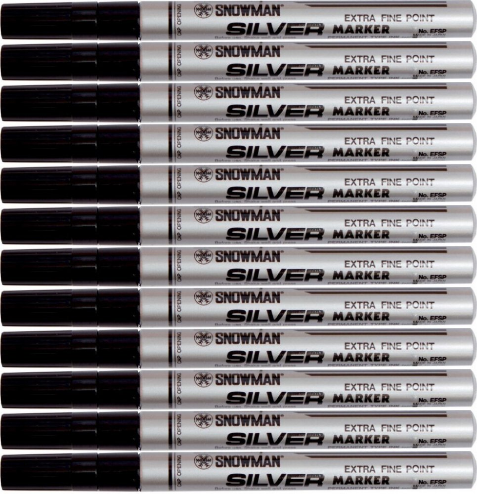12x Marker olejowy Snowman, cienki, okrągła, srebrny