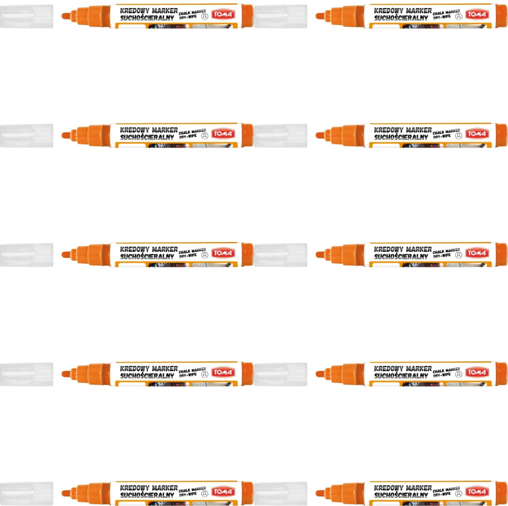 10x Marker kredowy suchościeralny Toma TO-296, okrągła, 4.5 mm, pomarańczowy