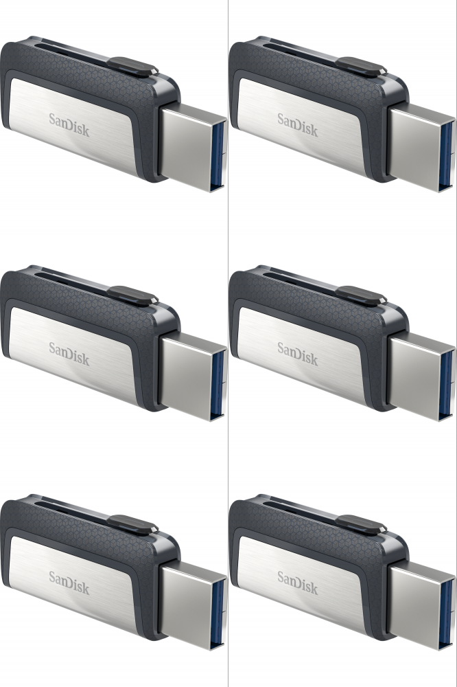 6x Pendrive SanDisk Ultra Dual Drive, USB 3.1, 64GB, srebrno-szary