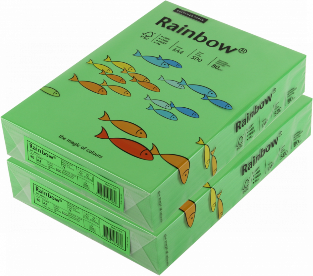 2x Papier ksero ekologiczny Rainbow, A4, 80g/m2, 500 arkuszy, ciemny zielony (R78)