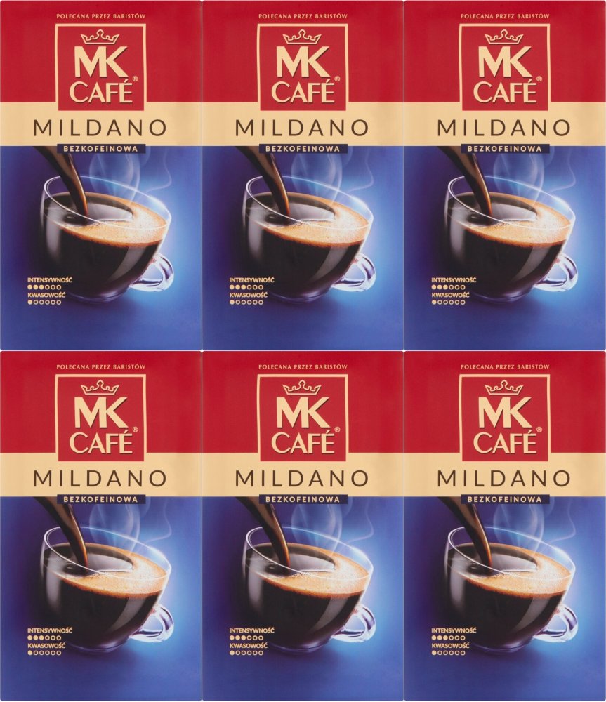6x Kawa bezkofeinowa MK Cafe Mildano, mielona, 250g