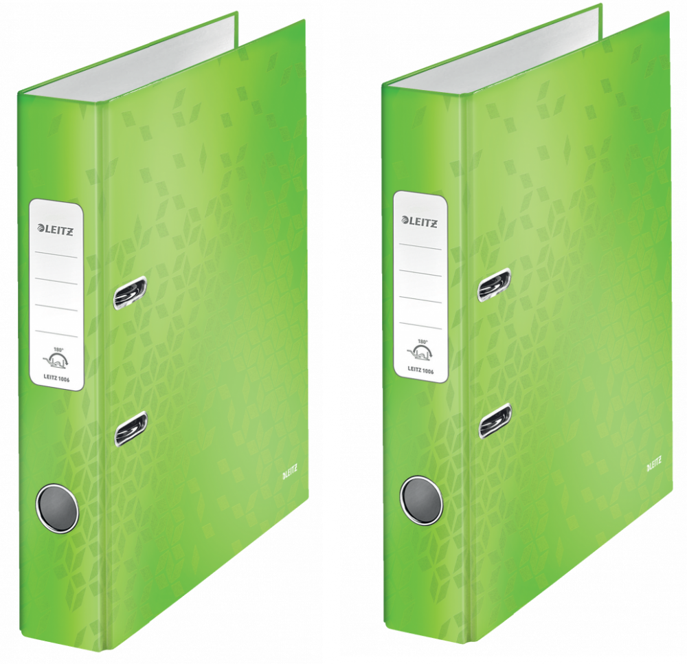 2x Segregator A4 Leitz Wow 180°, 50mm, do 350 kartek, zielony metalik