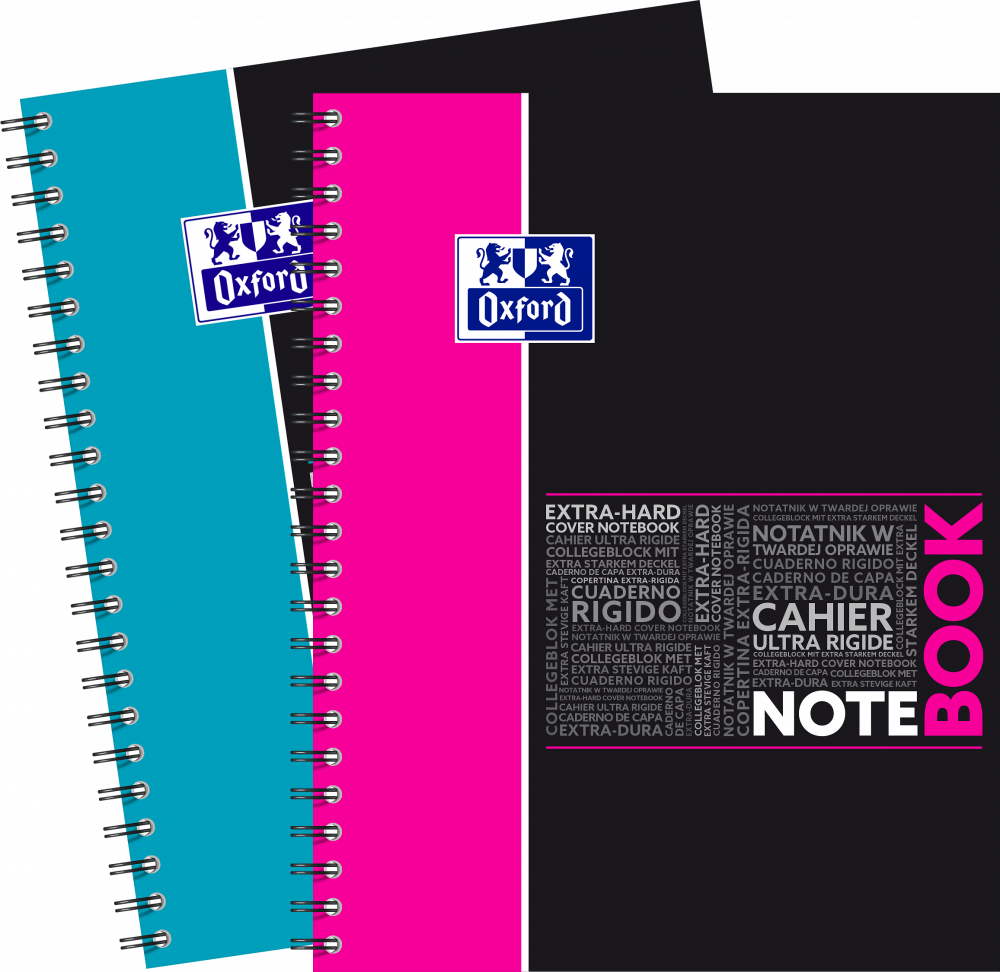 2x Kołonotatnik Oxford Student NoteBook, A4+, w kratkę, 80 kartek, okładka kartonowa, mix wzorów