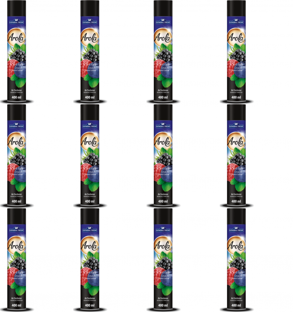 12x Odświeżacz powietrza General Fresh Arola XXL, spray, owoce leśne, 400ml