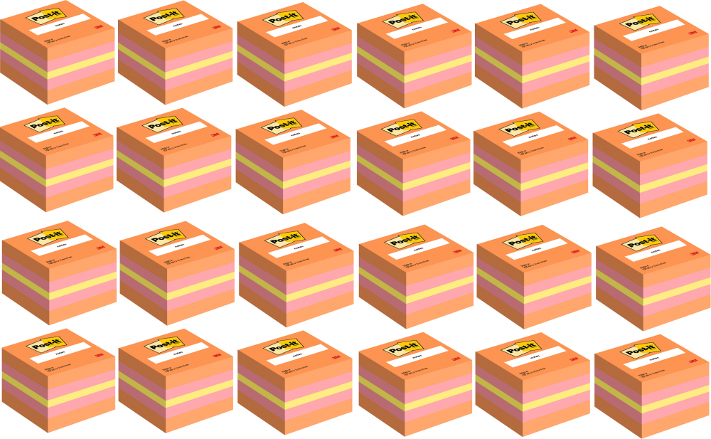 24x Karteczki samoprzylepne Post-it, 51x51 mm, 400 karteczek, różowy