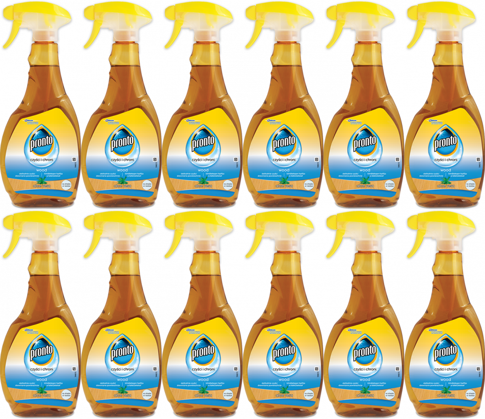 12x Płyn do czyszczenia powierzchni drewnianych Pronto Wood Aloe Vera, z rozpylaczem, 500ml
