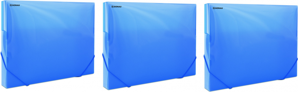 3x Teczka plastikowa z gumką poszerzana Donau, A4, 700μm, 300 kartek, niebieski
