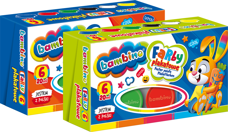 2x Farby plakatowe Bambino Zwierzaki Uczniaki, 20ml, 6 sztuk, mix kolorów