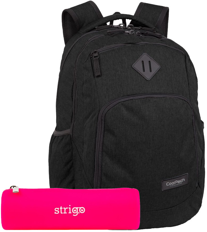 Zestaw: Plecak szkolny CoolPack Break Snow Black + Piórnik 1-komorowy Strigo