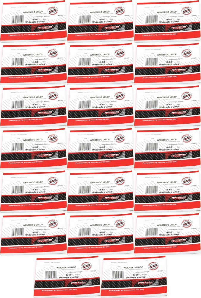 20x Druk akcydensowy Wniosek o urlop Stolgraf K-50, A6, 100k