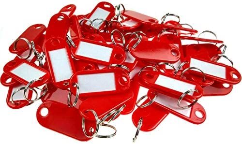 Zawieszki do kluczy Wisplast, jednostronne, 50 sztuk, czerwony