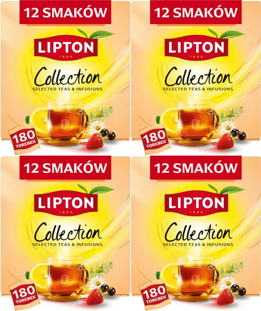 4x Zestaw herbat w kopertach Lipton Variety Pack, 12 smaków, 180 sztuk