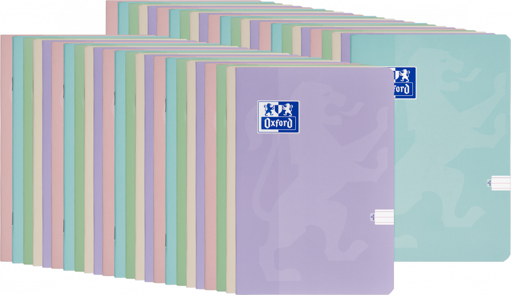 100x Zeszyt w wąskie kolorowe linie Oxford Touch Pastel, A5, miękka oprawa, 32 kartki, mix kolorów pastelowych