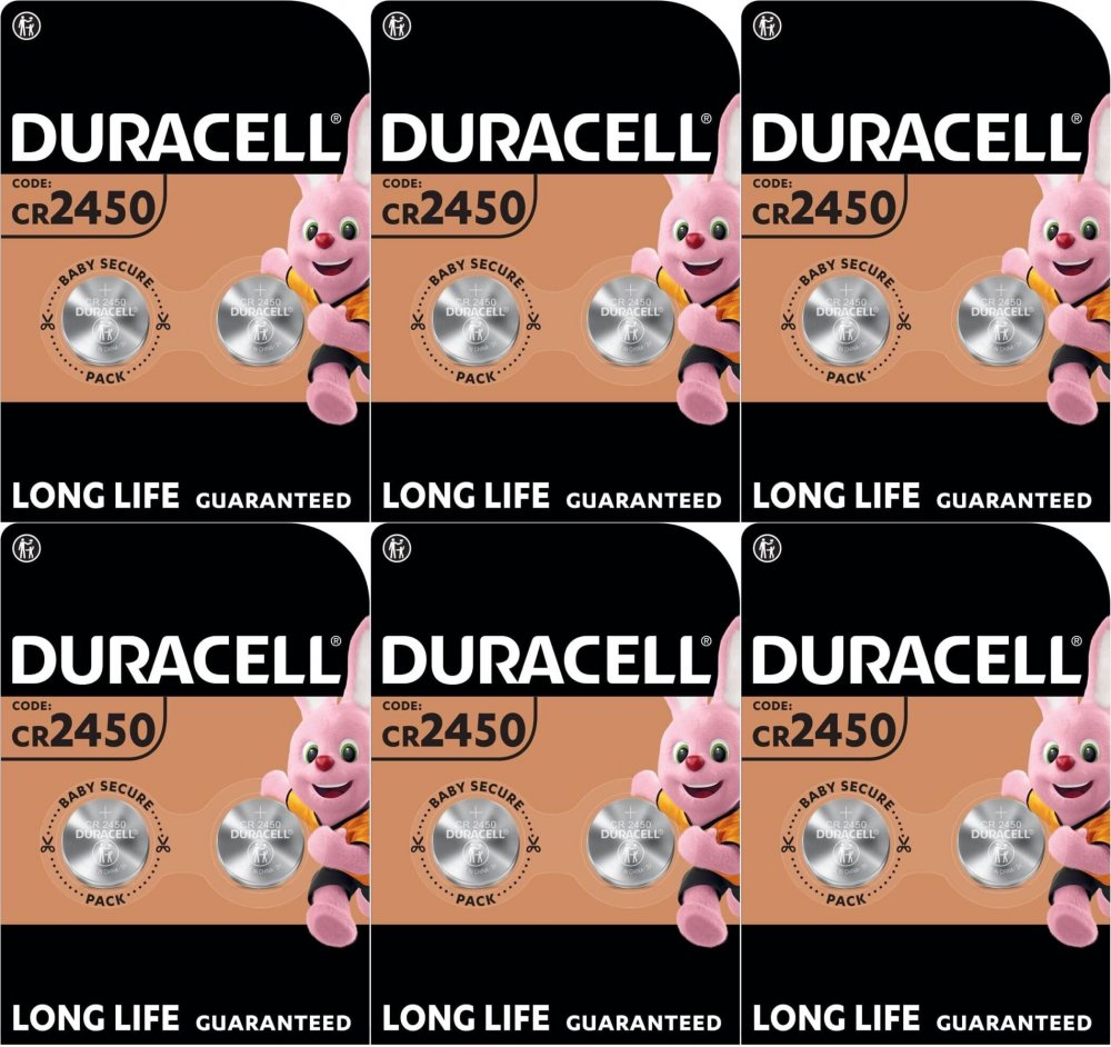 6x Bateria litowa Duracell CR2450, 2 sztuki