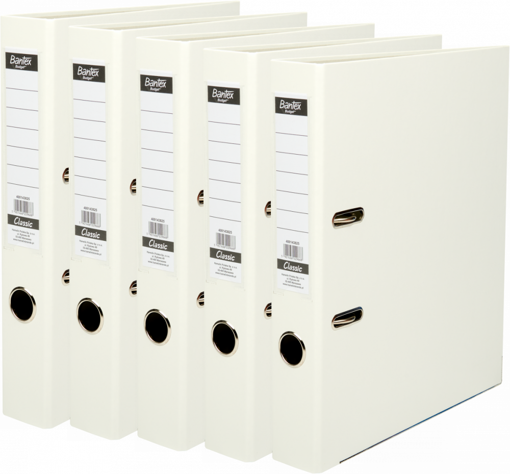 5x Segregator A4 Bantex Budget Classic, 50mm, do 350 kartek, biały
