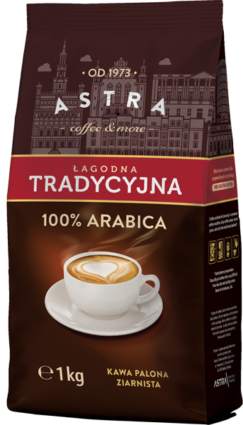 Kawa ziarnista Astra Łagodna Arabica, Tradycyjna, 1kg