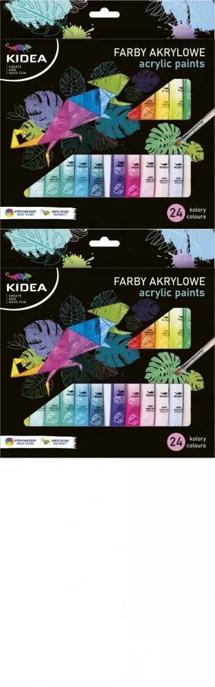 2x Farby akrylowe Kidea, w tubkach, 6ml, 24 sztuki, mix kolorów